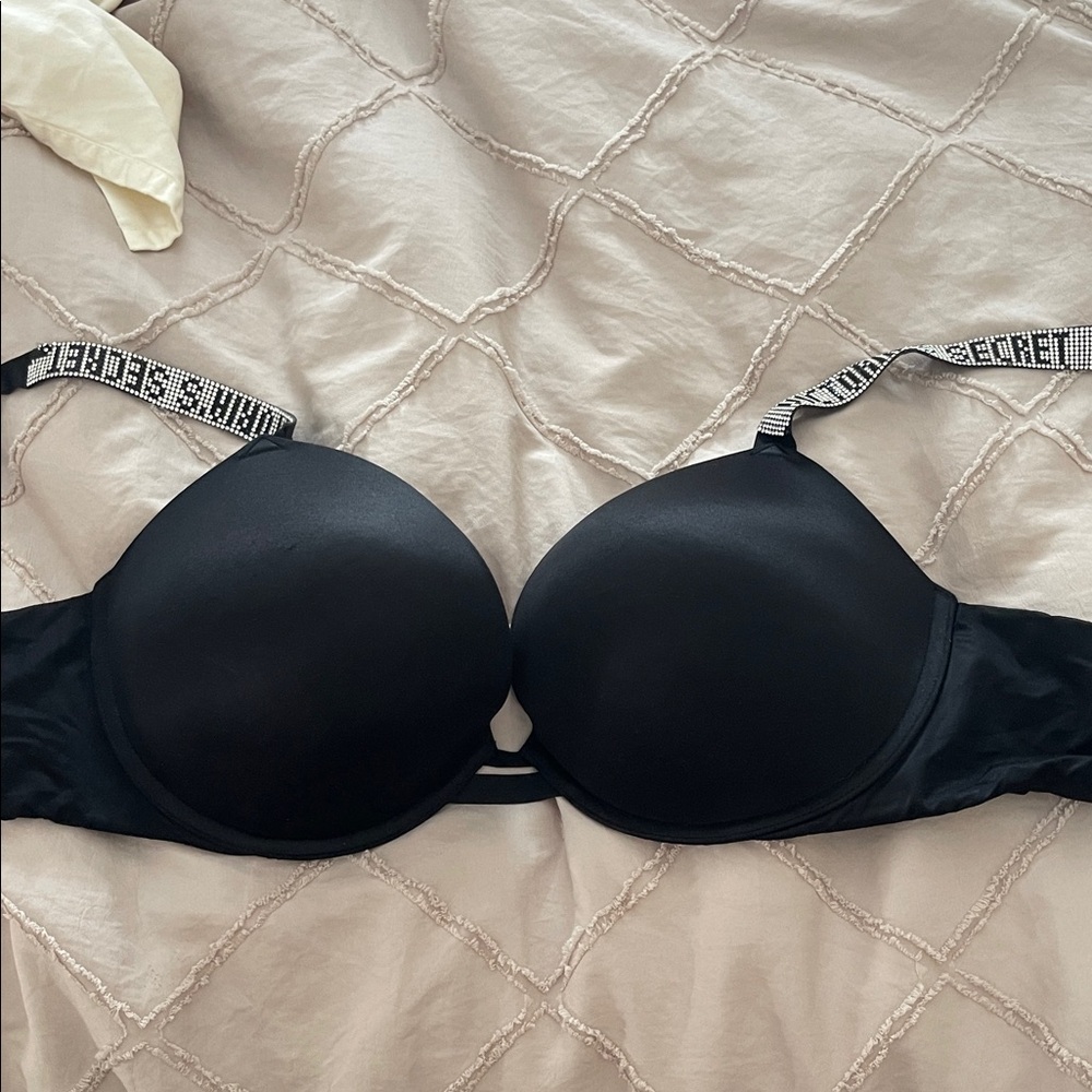Victoria's Secret Black Padded Bra with Logo Straps